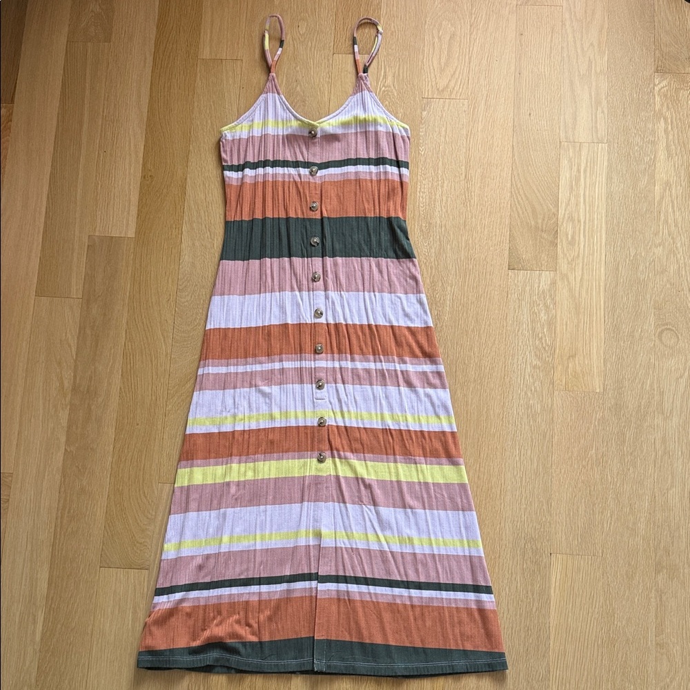 New Striped Multicolor Button-Down Maxi Dress - image 1